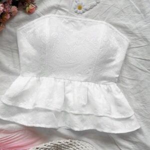White Ruffle Summer Tube Top